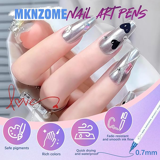 10 Color Nail Art Pens, Double-ended Nail Polish Pens Drawing Painting Point Liner Acrylic Painted Pen Kit, DIY Nails Art Design Manicure Tools Christmas Gifts 2026 Upgrade