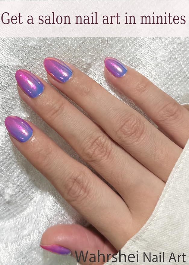 Semi Cured Gel Nail Strips, Glazed Pearch Ombre 20pcs Adhesive UV Sticker, Wraps for Home Manicure DIY
