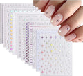 12 Sheets Aurora Nail Art Stickers Decals 3D Self-Adhesive Pegatinas Uñas Glitter Silver Nail Stickers Holographic Heart Star Fire Nail Supplies Nail Art Design Decoration Accessories for Women Girls