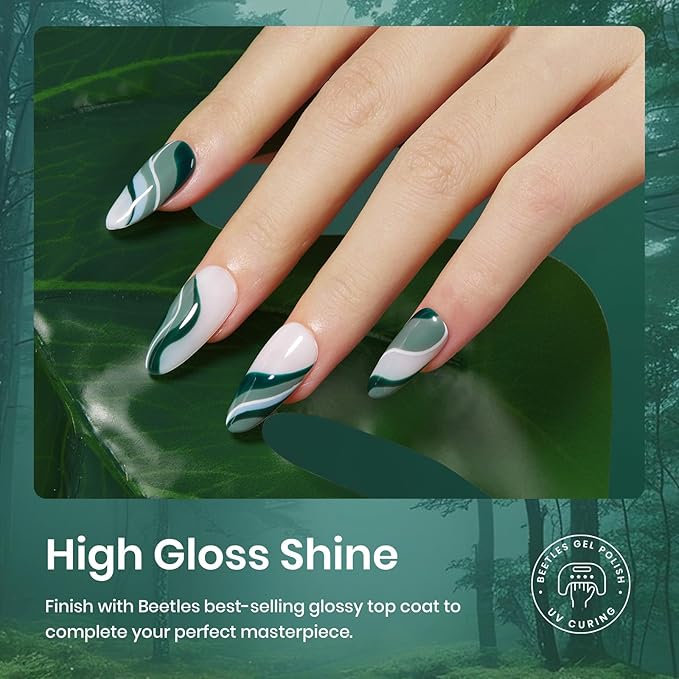 Beetles Green Gel Polish Set - 6 Colors Dark Green Baby Blue Gray Spring Color Gel Nail Polish Misty Soak Off DIY Home Uv Nails Gifts for Women Girls st patricks day