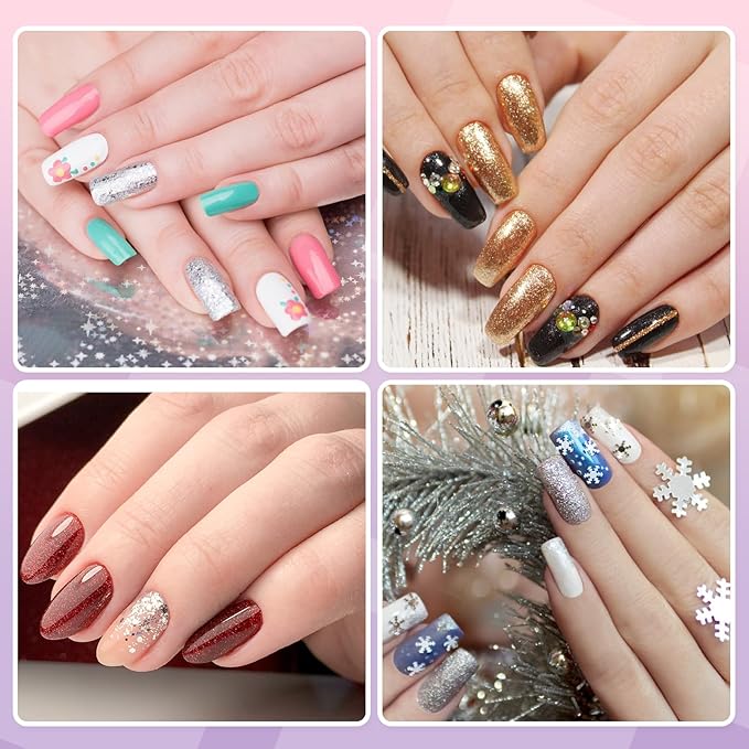 Acrylic Nail Kit for Beginners with Everything Professional, 12 Glitter Powder Nail Kit Acrylic Set, Nail Care Art Design Tip Brush Clipper File Supplie, DIY Tool