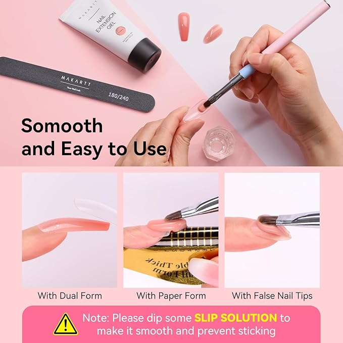 Makartt Poly Nail Gel Hema-Free 50ML Nude Nature Builder for Nail Extension All Season Gel Color 3D Molding Gel Nail Strengtheners Long-Lasting DIY Salon Quality-A Siesta