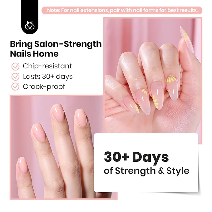 Beetles Builder Gel for Nails HEMA-Free,2 Colors 7 in 1 Clear & Nude Strengthener Gel for Building Apex & Extension UV & LED Lamp Cured Sensitive Nails Friendly for Beginners DIY Salon at Home