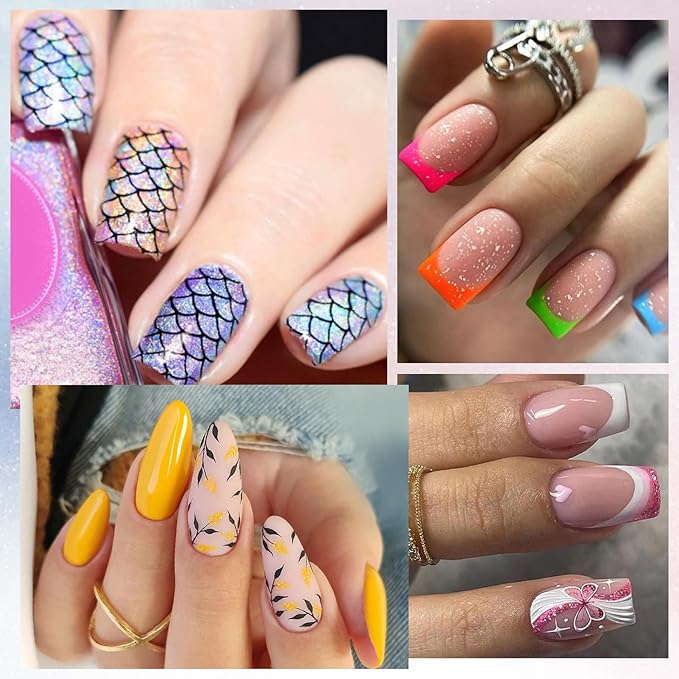 Born Pretty Nail Stamping Plates Set Nail Art Image Plates Plaid Flowers Leaves Geometric French Stamp Templates Kit Image Manicuring DIY Printing Tools 6PCS