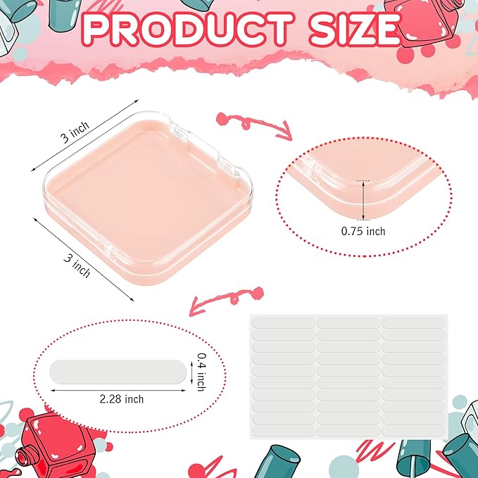 48 Pcs Press on Nail Boxes with 180 Pcs Adhesive Double Sided Tape Acrylic Press on Nail Packaging Cases in 4 Colors Transparent Storage Case Organizer for Display Art Salon Supplies