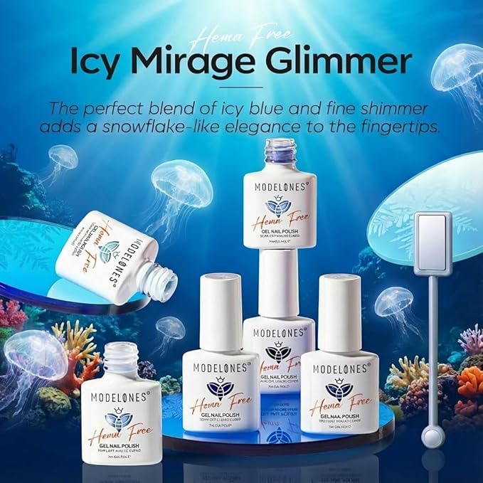 modelones Hema Free Gel Nail Polish, 6 Colors 2026 Spring Pastel Royal Navy Sky Icy Klein Blue Glitter Gel Polish Galaxy Dark Blue 9D Cat Eye Nail Polish with Magnet Soak Off Led Nail Art Kit