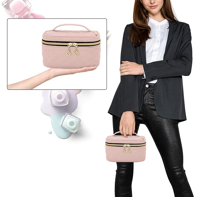 Yarwo Nail Polish Organizer Bag Holds 12 Bottles (15ml/0.5 fl.oz), Travel Carrying Case for Nail Polish and Manicure Kit, Dusty Rose (Bag Only, Patent Pending)