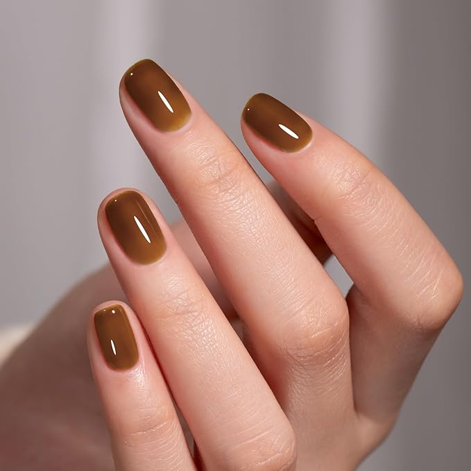 MEGIOR Topaz Brown Gel Nail Polish 0.5 Fl Oz Amber Neutral Transparent Colors Soak Off UV LED Lamp Light Cure Gel Polish Kit for Salon and Nail Art Starter Manicure DIY at Home