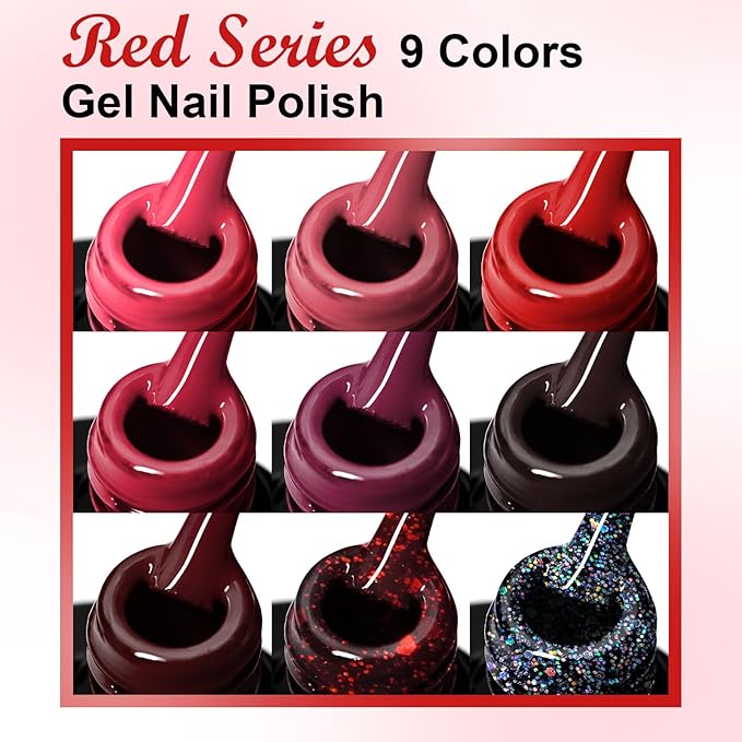 MEET ACROSS 9 Colors Gel Nail Polish + 3PCS Function Gel Nail Polish Kit,Fashion Nail Art Set Design Gifts for Women Manicure Salon (SET1, 12pcs)