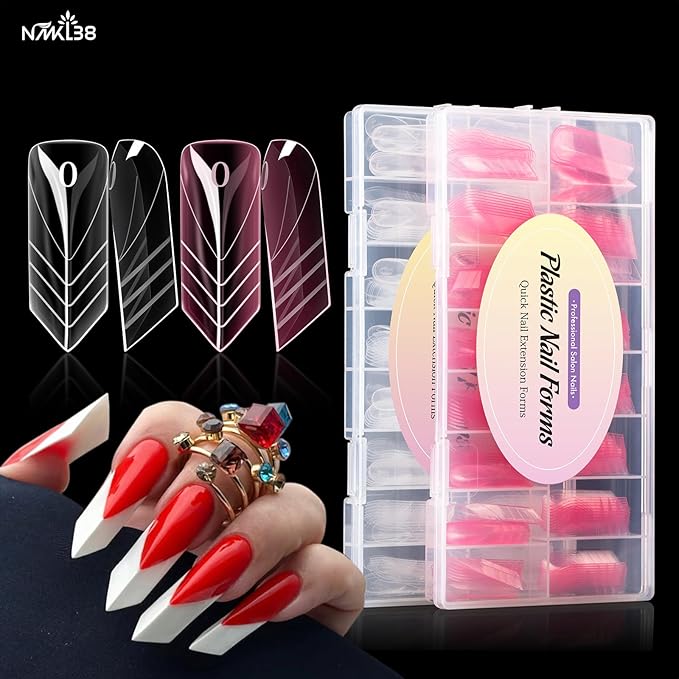 NMKL38 150PCS Dual Nail Forms 15 Sizes Extension Poly Nail Gel Full Cover Nail Molds With Scale