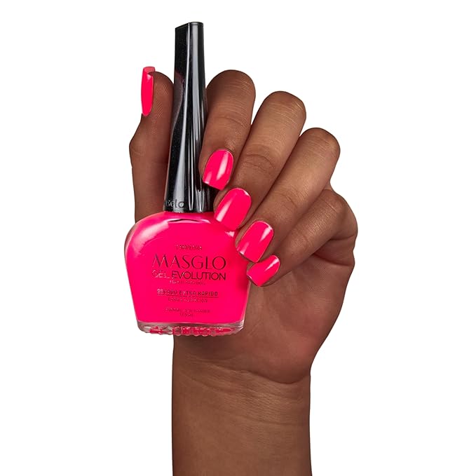MASGLO GEL EVOLUTION Nail Polish Gel Effect, No UV/Led Lamp Required, Duration up to 12 day, 1 peice color Gel sin necesidad de lampara UV/Led, hasta 12 dias de duracion (CAMPEONA)