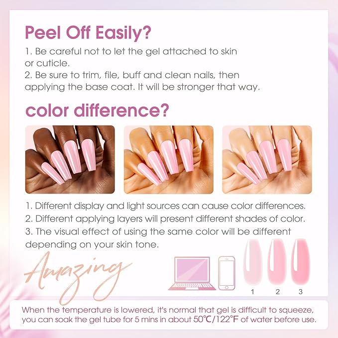 ROSALIND Poly Nail Gel Kit -16 Colors + Nude Pink Nail Art Accessories kit Clear Nude Poly Nails Gel Kit Starter Kit With Slip Solution Nude Pink Nail Extensions Gel Set with Mini UV Lamp