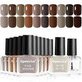 12Pcs Brown Nail Polish Set with Base and Top Coat Chocolate Brown Moche Fingernail Polish Quick Dry Regular Finger Nail Polish Pack for Women Gift Holiday