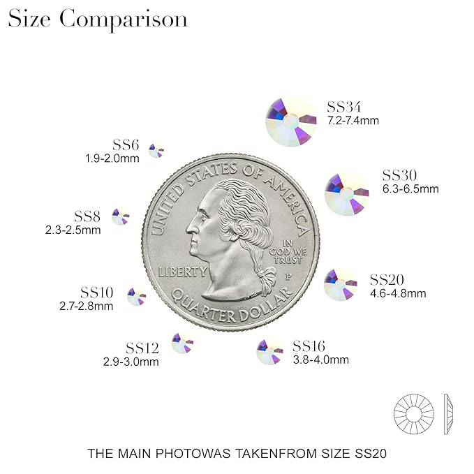 Novani 3000 Pieces Flatback Rhinestones Glass Round Gems AB Crystals for Nail Art DIY Crafts Clothes Shoes,SS6,1.9-2.0mm