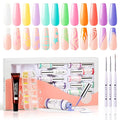 GELLEN Pastel Gel Nail Polish Set, 12 Colors Soft Gel Nail Art Polish for UV Light Soft Liner Nail Art Gel Polish Set Soak off Nails Polish Set with Glue Brush for Home Salon DIY