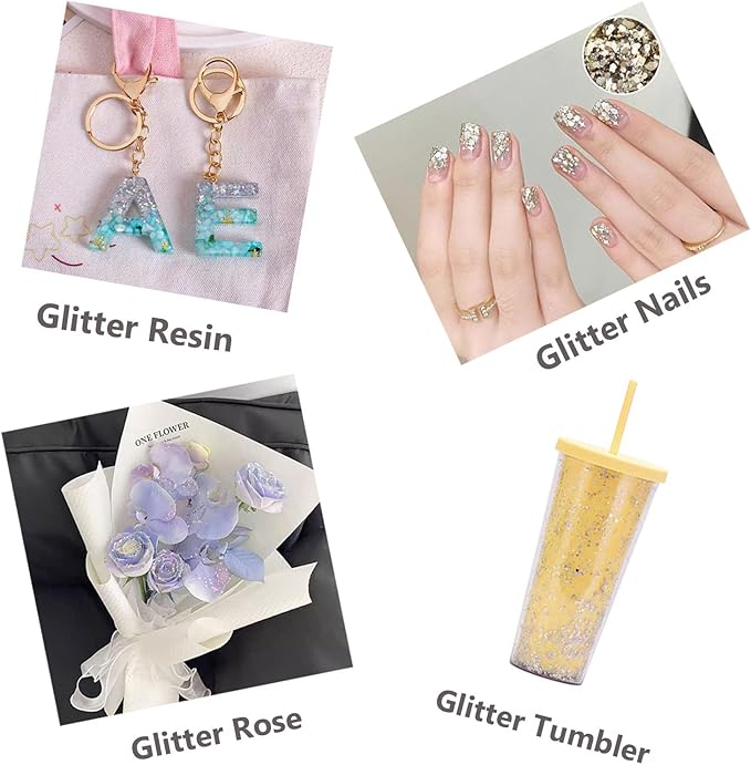 Holographic Chunky & Fine Glitter Mix (24 Colors) – Multi-Shapes Iridescent Sequins for Resin Art, Nail Art, Face Body Hair, Slime Tumbler, DIY Crafts, Party Christmas Decorations