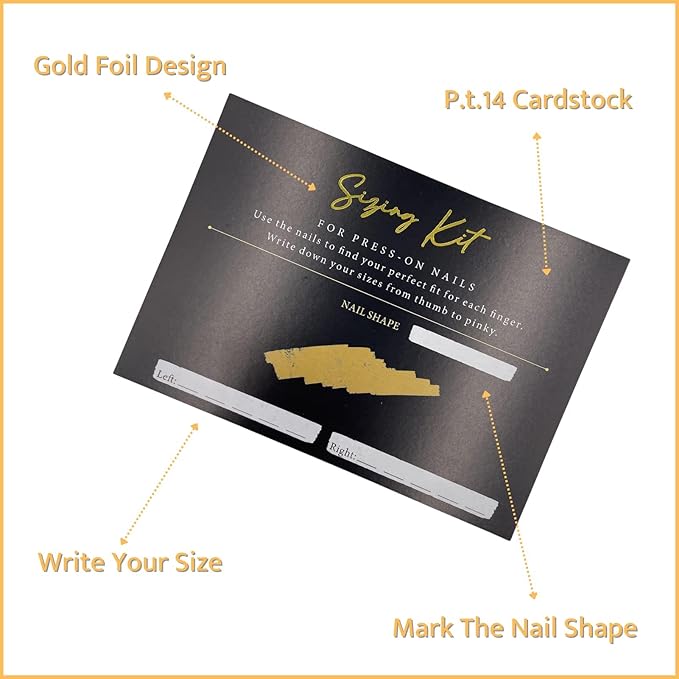 Press On Nail Sizing Card 30 Pack Empty Large Black Gold Postcard Press On Nails Supplies For DIY Sizing Guide False Nails Tips (5 * 7 inch, black&gold)