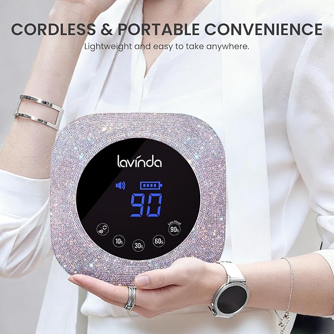 Lavinda UV LED Nail Lamp, 54W Rechargeable Cordless Nail Lamp Nail Dryer Gel Polish UV Nail Light with 4 Timer Setting, Professional Quick Dry Curing Lamp with Display Auto Sensor for Salon & Home