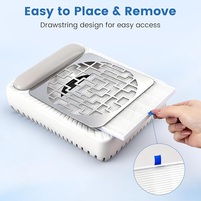 2PCS Nail Dust Collector Filter, Reusable Nail dust Collector Sheet Rechargeable Nail Dust Collector with LED Display, Double Replacement Filter for Nail Dust Vacuum Machine