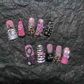 Premium Press on Nails with Dark Gothic Art Alien Elements Premium Quality Easy to Apply Size M