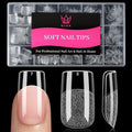 Short Square Fake Nail Tips - 15 Sizes 240 PCS Clear French Half Matte Press On False Nail Tips Pre-shaped Full Cover Gel Nail Tips Extensions Thick Long Lasting for DIY Beginners& Salon Manicure