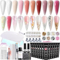 Poly Gel Nail Kit with UV Light, 12 Colors Builder Gel Nail Extension Kits for Beginners with Everything, Dual Nail Forms Slip Solution Chunky Glitter Poly Gels Nails Art Design Starter Set