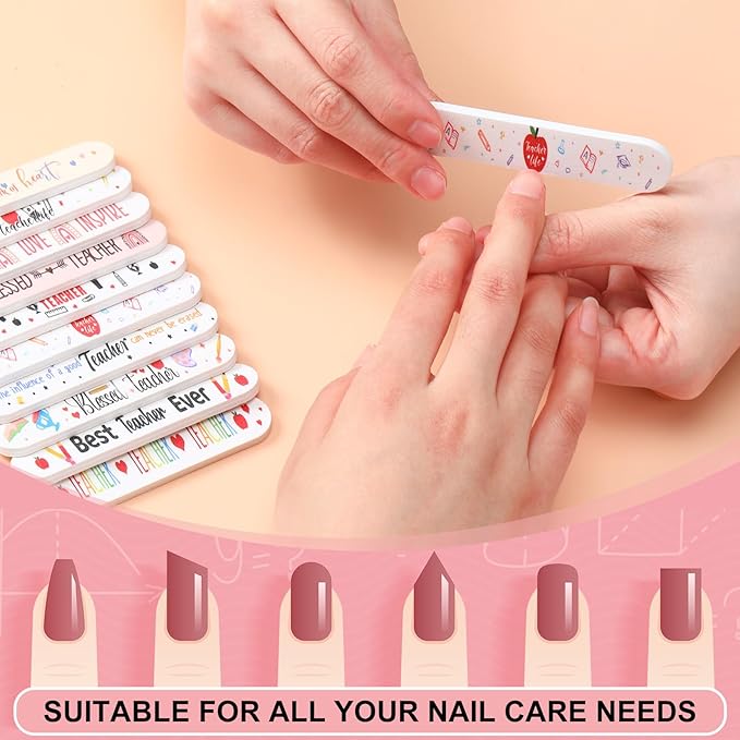 50 Pack Teacher's Day Appreciation Gifts Bulk Mini Nail Files for Teacher Party Favors Staff Emery Boards for Women Goodie Bag Stuffers Small Spa Gifts for Employee Coworkers Office Supplies