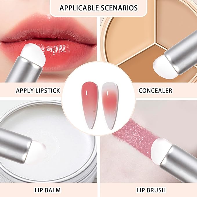 Silicone Chrome Nail Powder Applicator, 2PCS Ombre Brush Nail Art Tools for Beginners