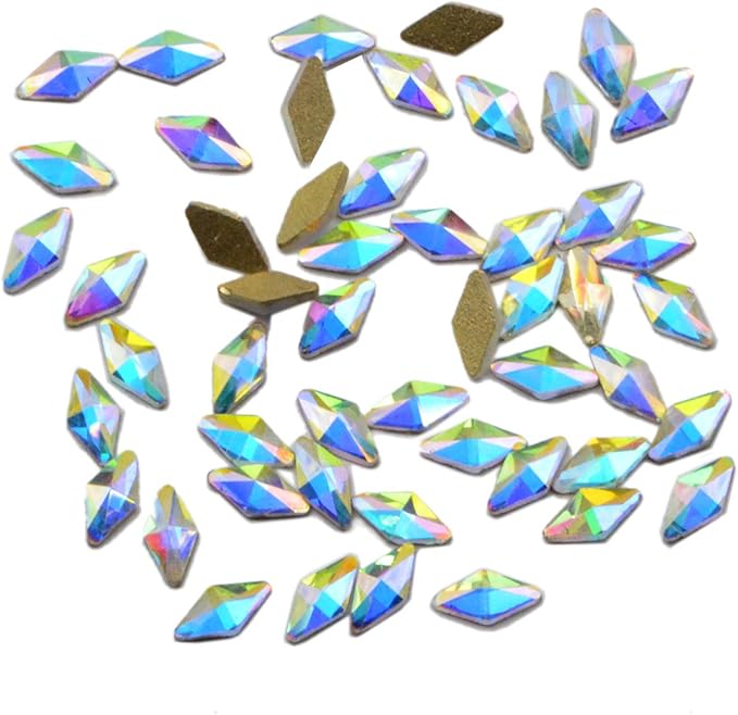 AD Beads Top Czech AB Crystal Flatback Rhinestone Nail Art Decoration Multi Shape (S10 Rhombus 3x6mm, 100 Pcs)