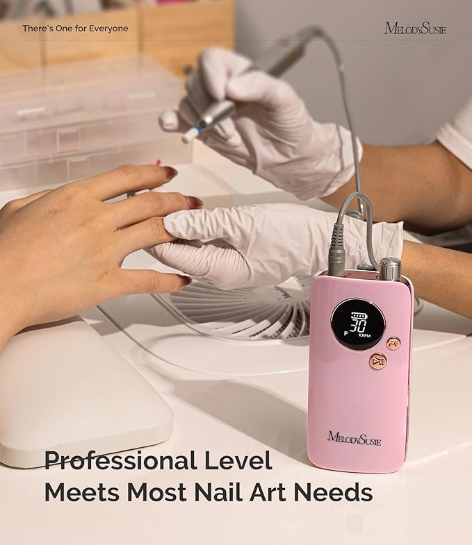 MelodySusie Entry-Level Clip-On Rechargeable Nail Drill, SC320F 30000RPM E-File with Pastel & Colorful Design for Manicure Shaping & Gel Removal, Ideal for Training, Nail Art Practice & Home Use.