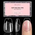 MelodySusie Short Ballerina X Nail Tips - 600Pcs 15 Sizes Clear Acrylic, Half Matte Full Cover Press on Nails for DIY Extension & Salon Use, Pre-Shaped for Long-Lasting Manicure