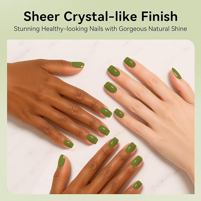 MEGIOR Jelly Green Gel Nail Polish 0.5 Fl Oz Green Transparent Colors Soak Off UV LED Lamp Light Cure Gel Polish Kit for Salon and Nail Art Starter Manicure DIY at Home