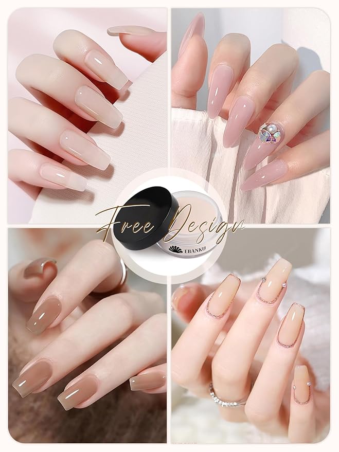 EBANKU Nude Acrylic Powder Set, 6 Colors * 10g/0.35oz Acrylic Nail Powder Warm Colors Series Acrylic Powder for Nail Acrylic French Extension 3D Nail Carving, Long-Lasting, No Nail Lamp Needed