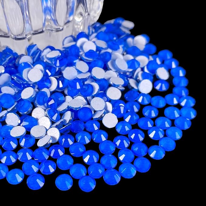 Flatback Glass Rhinestones,Bedazzler Gems 1440pcs Non Hotfix Crystal Rhinestones for Nail Charms Crafts Clothes Tumblers,Blue Neon,SS16