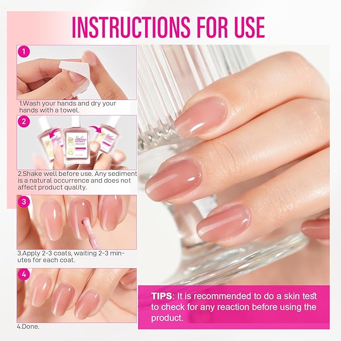 Nail Repair Strengthener for Women: 8 in 1 Coral Pink Protein Nail Hardener Extra Strong and Growth - Natural Nail Polish for Weak and Damaged Nails 15ml