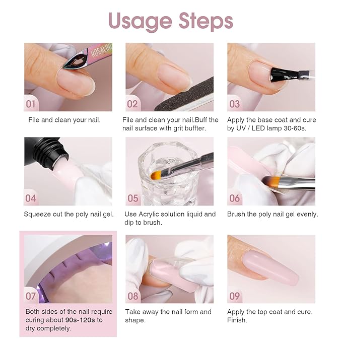 ROSALIND Light Purple Poly Extension Gel, 80ml/2.7 oz Gray Pink Poly Nail Gel Building Enhancement for Nail Art Decoration, Fall Colors Nail Thickening Extension Easy to DIY Use at Home Need UV Lamp