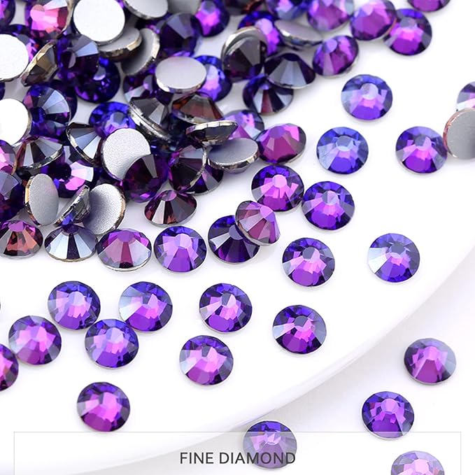 Dowarm 1440 Pieces Flatback Rhinestones, 4MM Crystal Rhinestones for Craft, Nails, Dance Costumes, Purple Velvet