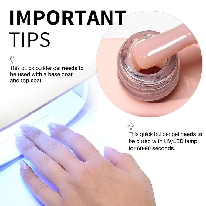 CANNI Quick Builder Nail Gel for Nails – 9ML Nude Pink Soak-Off Nail Strengthening Gel for Apex Building DIY UV LED Manicure