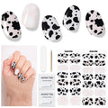 Semi Cured Gel Nail Strips (Dairy Cow), 28 pcs Gel Nail Stickers, Work with Any UV Lights, Long-Lasting NailWraps for Women Art DIY Design, Easy to Apply & Remove, Salon-Quality