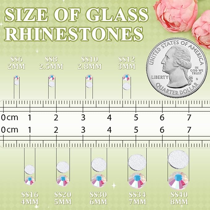 600PCS SS30/6mm Crystal Rhinestones (Transparent AB) with 2Pcs 10ml B7000 Jewelry Glue, Bedazzling Flatback Glass Rhinestones for Crafting, Gems Diomand Charm for Tumbler Shoes Clothing Mugs Nail Art