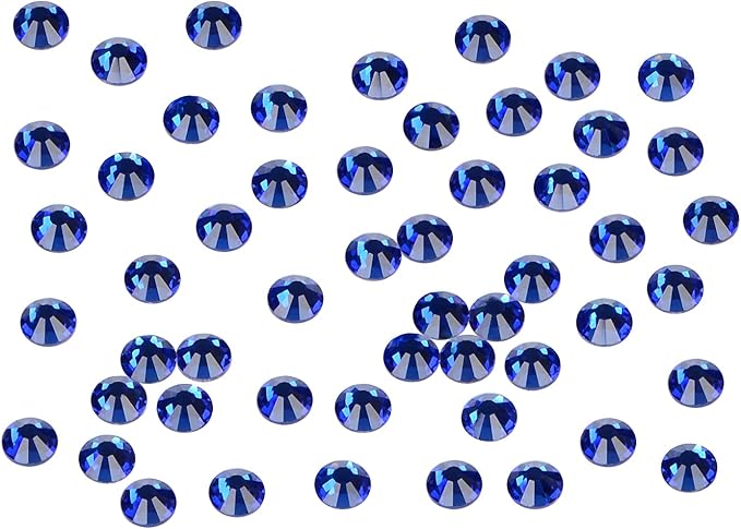 1440PCS Art Nail Rhinestones Non Hotfix Glue Fix Round Crystals Glass Flatback for DIY Jewelry Making with one Picking Pen (ss12 1440pcs, Sapphire)
