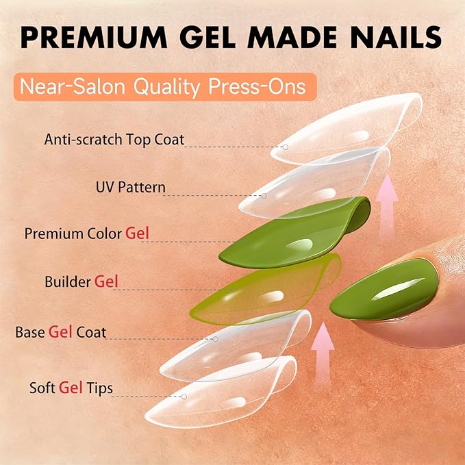 Chrome Sage Green Press on Nails Short Almond, Glazed Cute Fake Nails with Sparkle Mirror Design, Shiny Glitter Glue on Nails Stiletto, Gel Nail Press ons with Glue for Fingernail 30 Pcs