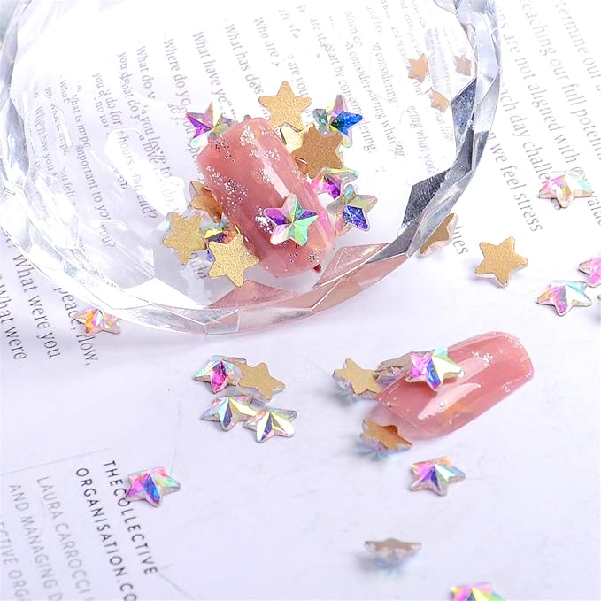 AD Beads Top Czech AB Crystal Flatback Rhinestone Nail Art Decoration Multi Shape (S22 Star 5mm, 100 Pcs)