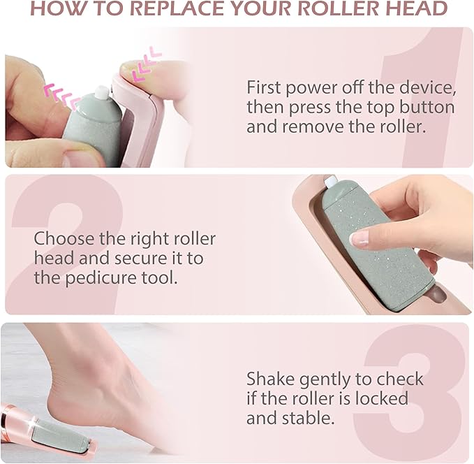 Glowelle Pedicures Replacement Heads for Flaweless Pedi Electric Foot File Replacements Bits, Electric Callus Remover Grinders Replacement Roller Heads (Fit Most Similar Model)