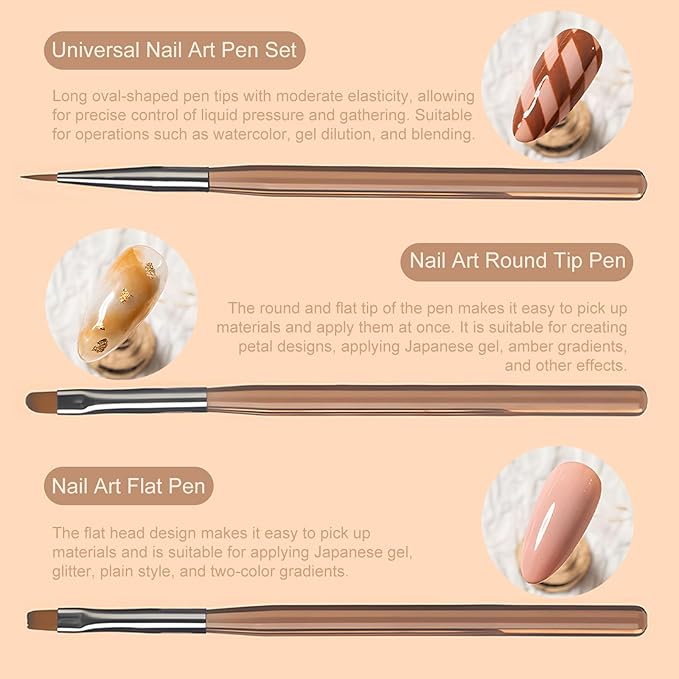 9-Piece Nail Gel Polish Drawing Pen Set, Nail Liner Brush Collection for Manicure, Salon-Quality Brushes for Home Nail Art