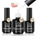 Beetles Builder Nail Gel & Top Coat and Base Coat Set-3Pcs 15ml White Gel Nail Polish Strengthener Gel Polish Soak Off UV LED for Nail Extension, Nail Repair, Shine Effect Long Lasting