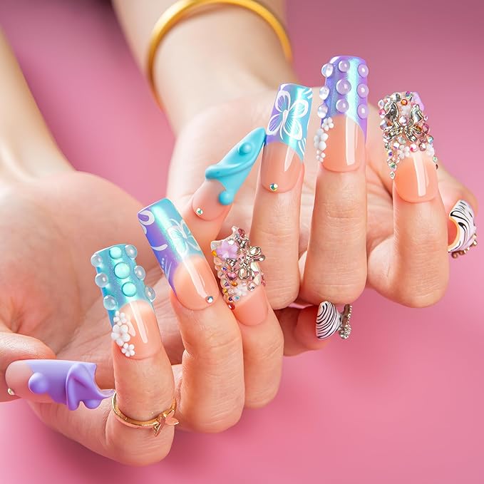 LOVFUL Short French Tip Press on Nails Chill Girl Instinct | Handmade Acrylic Press ons | Reusable Fake False Nails | Square Classic Regular 1.3in | H613-S