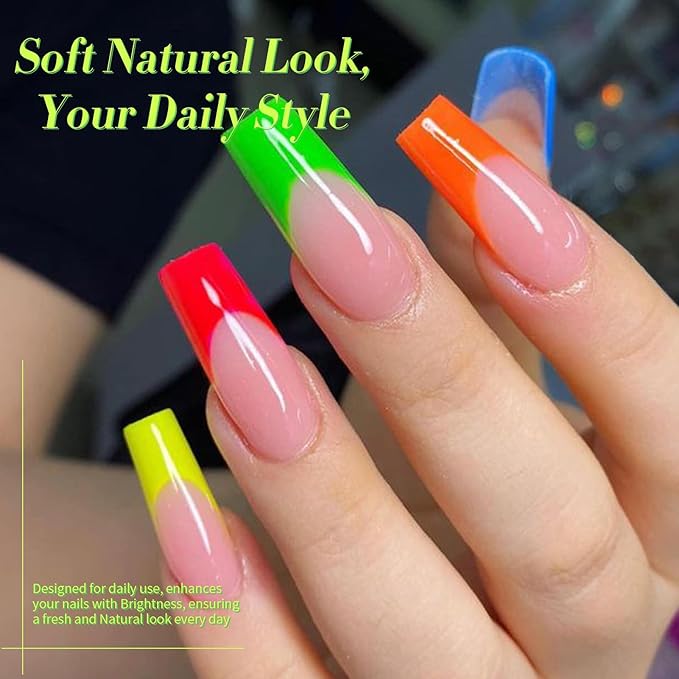 Born Pretty Neon Gel Nail Polish Spring Summer Bright Rainbow Colorful Fluorescent Gel Polish Yellow Green Blue Purple Red Orange Color Gel Nail Polish Collection Gift 6PCS
