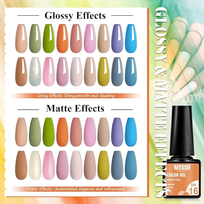 MTSSII Gel Nail Polish Set 18 Colors Nude Gel Polish Kit Pink Purple Green Blue Long Lasting Soak Off UV Nail Polish Set Gifts for Women