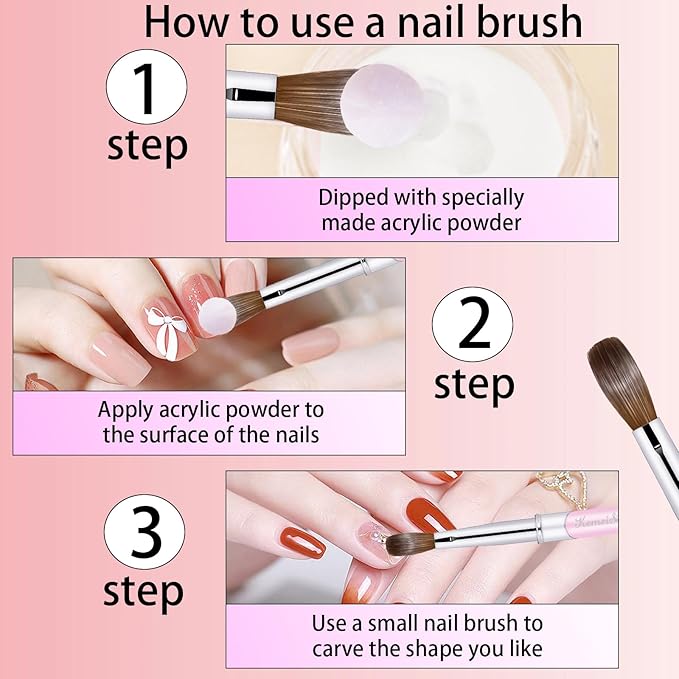 Acrylic Nail Brush Size #14, 100% Pure Kolinsky Nail Art Brushes for Acrylic Application, Sturdy Handle Oval Shaped Acrylic Powder Nail Design Tools for Professional Manicure DIY
